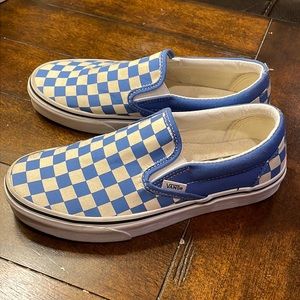 Women’s Vans, size 7.5, blue and white checkers